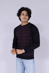 Triple colour checked print sweatshirt